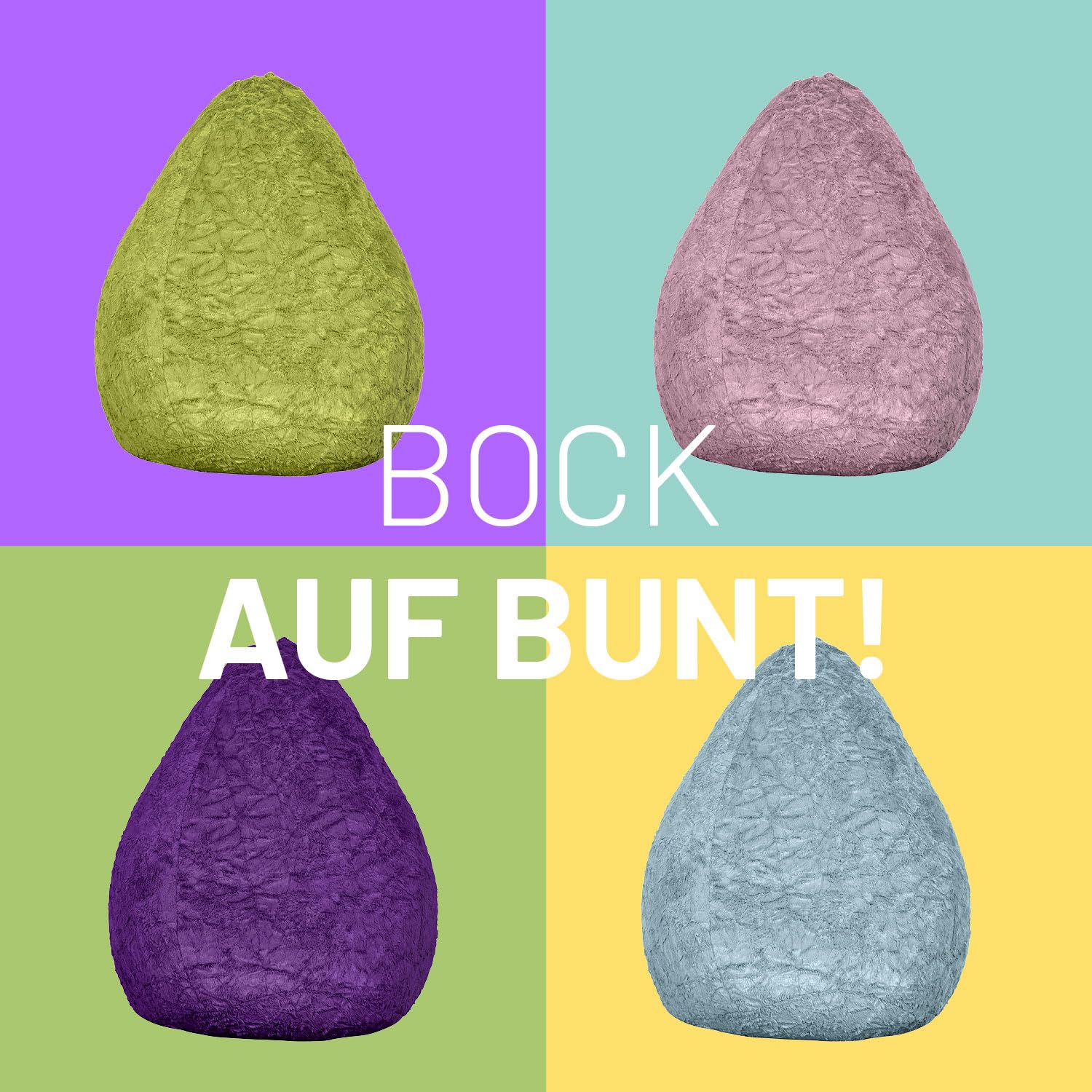 Lumaland Fluffy Sitzsack | Kinderzimmer Sitzkissen 60 x 45 cm | Waschbarer Bezug aus Webplüsch | Flauschiger & weicher Kinder Bodenkissen | Passend für Mädchen & Jungen | 120L Volumen [Dunkel Lila]