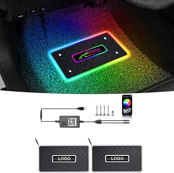 Customizable Car LED Lights for Floor Mats, Customize Personalized Logo As a Christmas Gift&Surprise Gift for Loved Ones&Girlfriends Universal Automotive Floor Mats Decoration Atmosphere RGB Lights