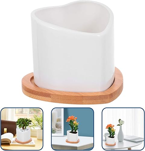 Miniatura 3 de Happyyami Tooth Creative Flowers Pots Flower para Vase Heart Cute Macetas Vases Shape Succulent Cylinder Plant Ceramic with White Mini Flowerpot