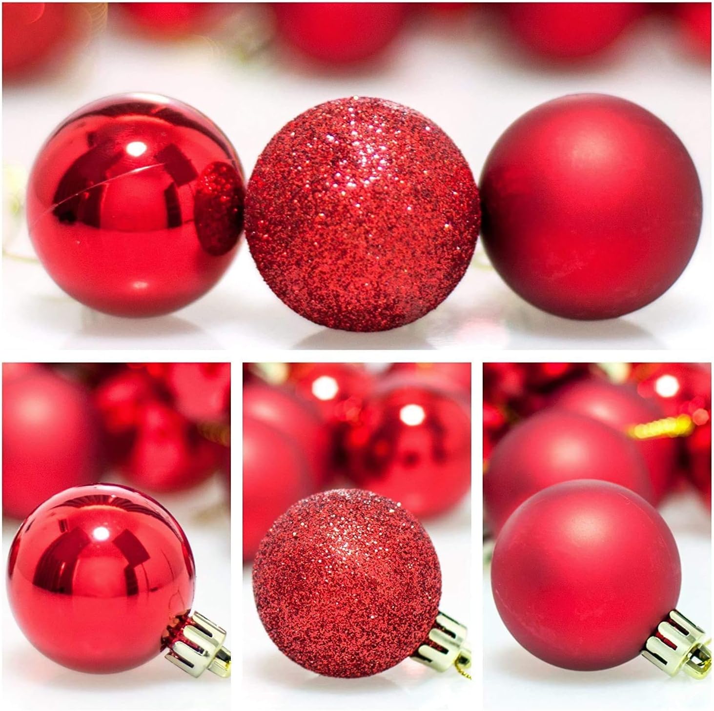 Yansanido 24pcs Small Christmas Ball 3cm/1.18'' Ornaments Shatterproof MINI Desktop Christmas Tree Balls Multicolor Pastel Tree Ornaments Pendant (1.18 inch 24pcs Red)