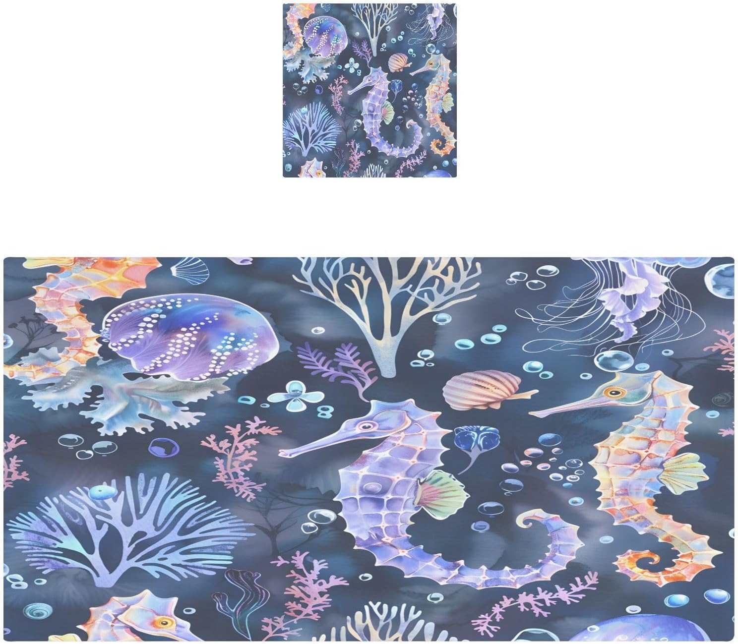 Hand Towels Premium Soft and Highly Absorbent Seahorse with Jellyfish 2 Pcs Towels for Bathroom Set 100% Cotton Decorative Face Towels