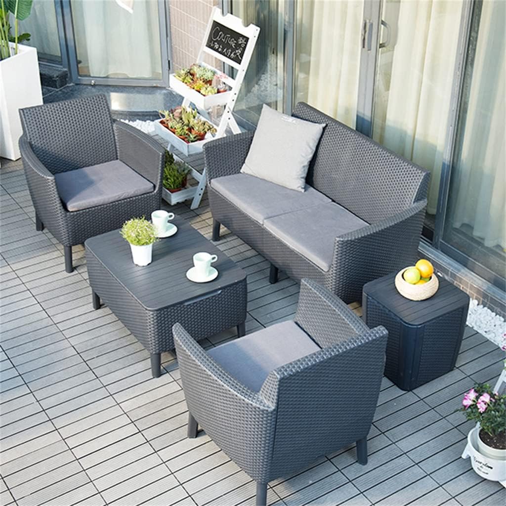 Rattan Sofa Coffee Table Four-Piece Set Combination Balcony Sofa Hotel Balcony Plastic Outdoor