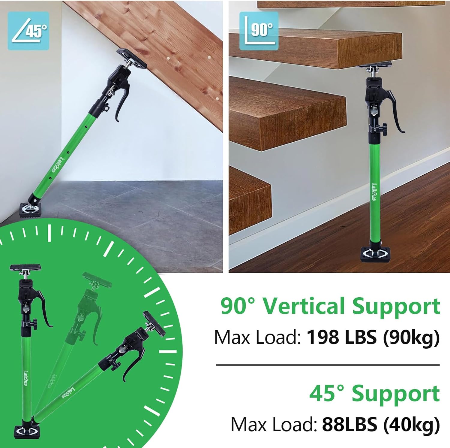 Cabinet Jacks for Installing Cabinets, Adjustable Third Hand Quick Support Pole 23.6"-45.3" inches 200lbs Capacity for Dust Barrier Poles, Drywall Lift Furniture Jack Rod & Zip Wall Pole Kit,2-Pack