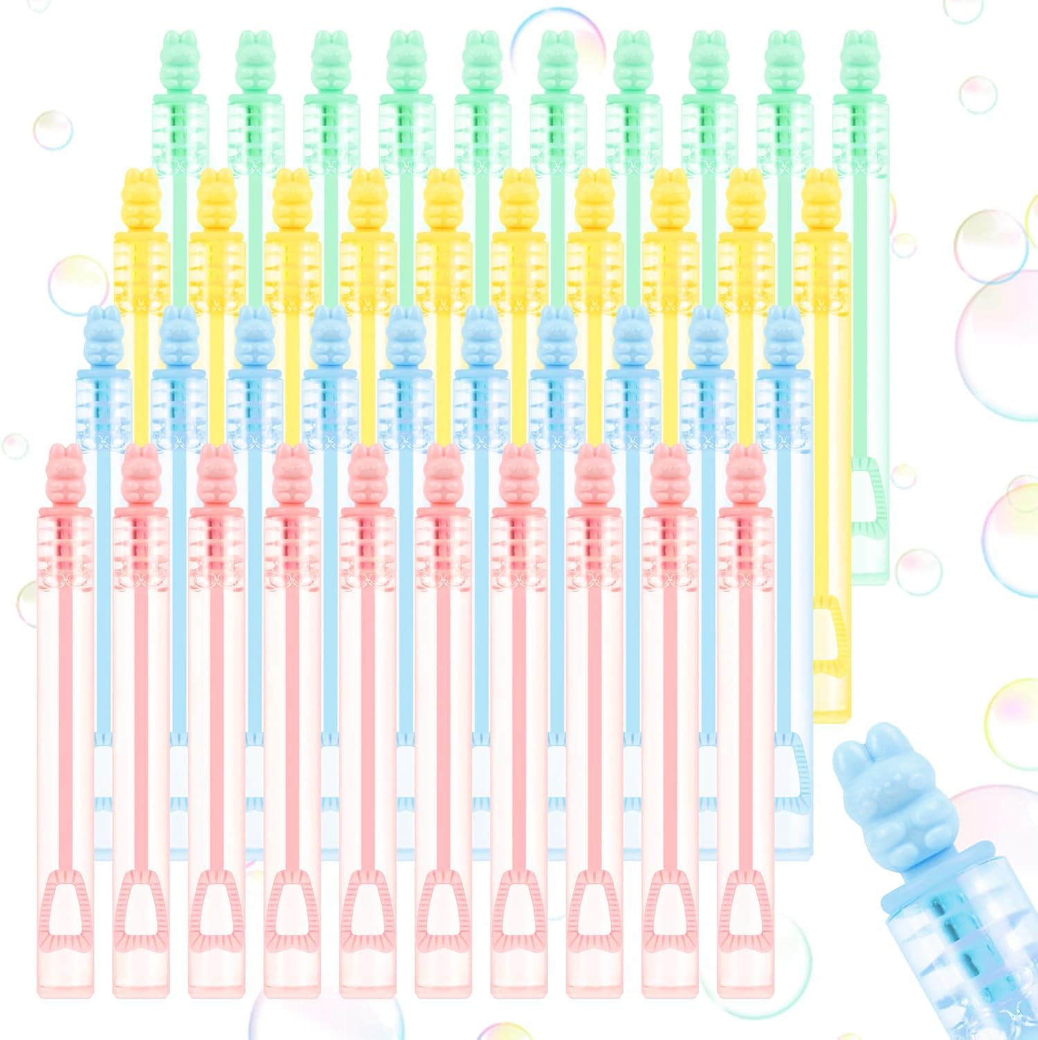 SULOLI 40 pcs Bunny Bubble Wands, Mini Bubble Party Favors Wand Blowing Sticks Bulk for Kids Adults Summer Birthday Party Supplies