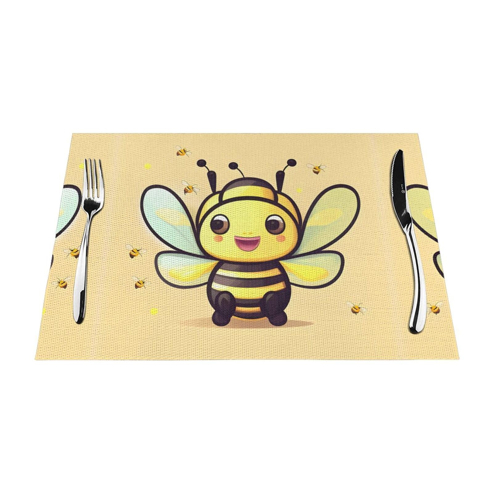 Sets de table tissés abeilles jaunes pour éviter les taches de repas