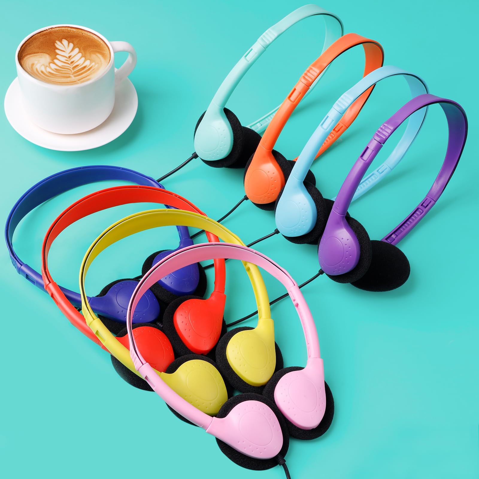 Cuffie per aule con filo, confezione da 24 pezzi, per bambini | Auricolari per Studenti Biblioteca Scuola Online Learning Viaggio 3.5mm Jack Multi Colore
