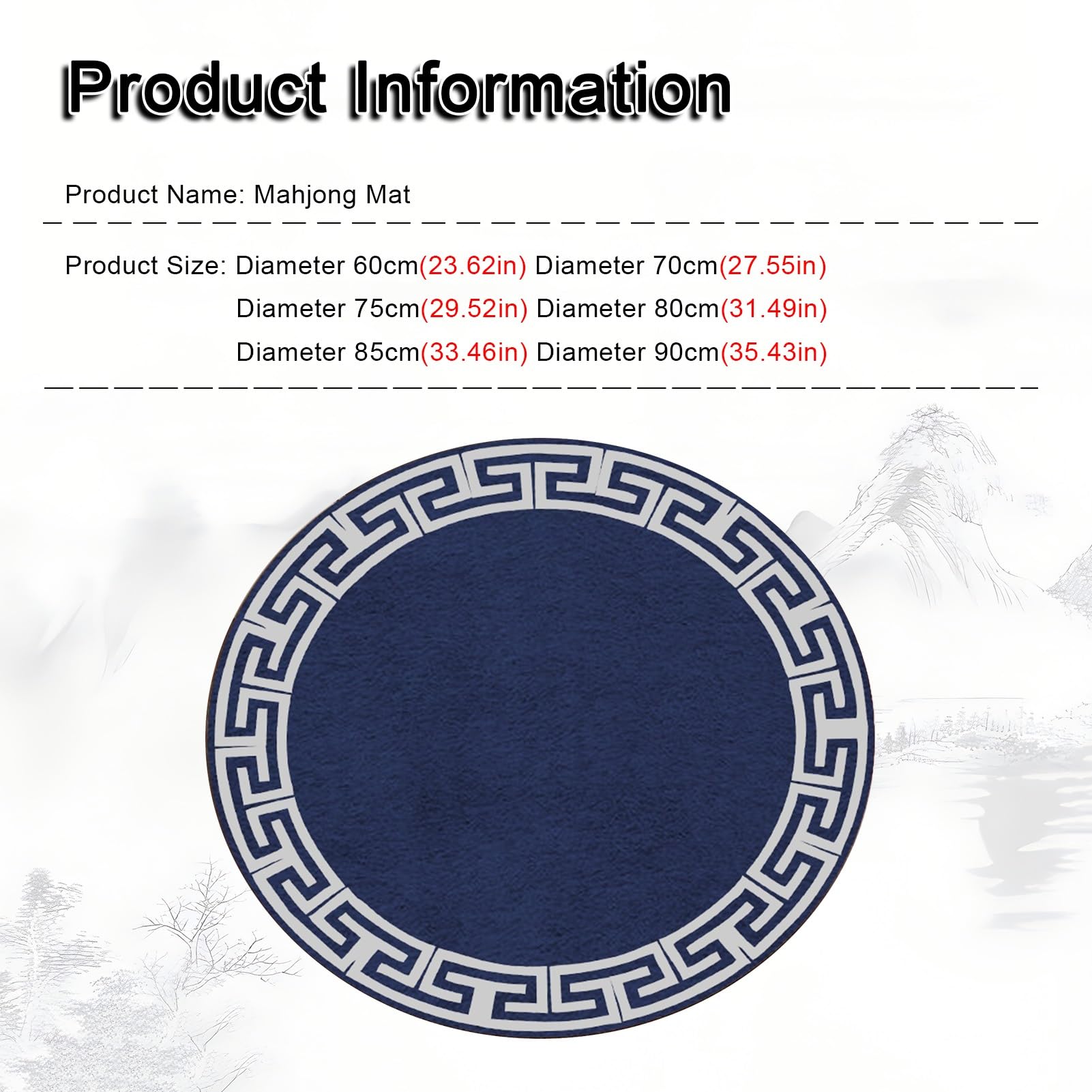 Alfombrilla de póquer, Tapete de Mesa Redondo Antideslizante con reducción Ruido(Blue 2,85*85cm(33..46*33. 46in))
