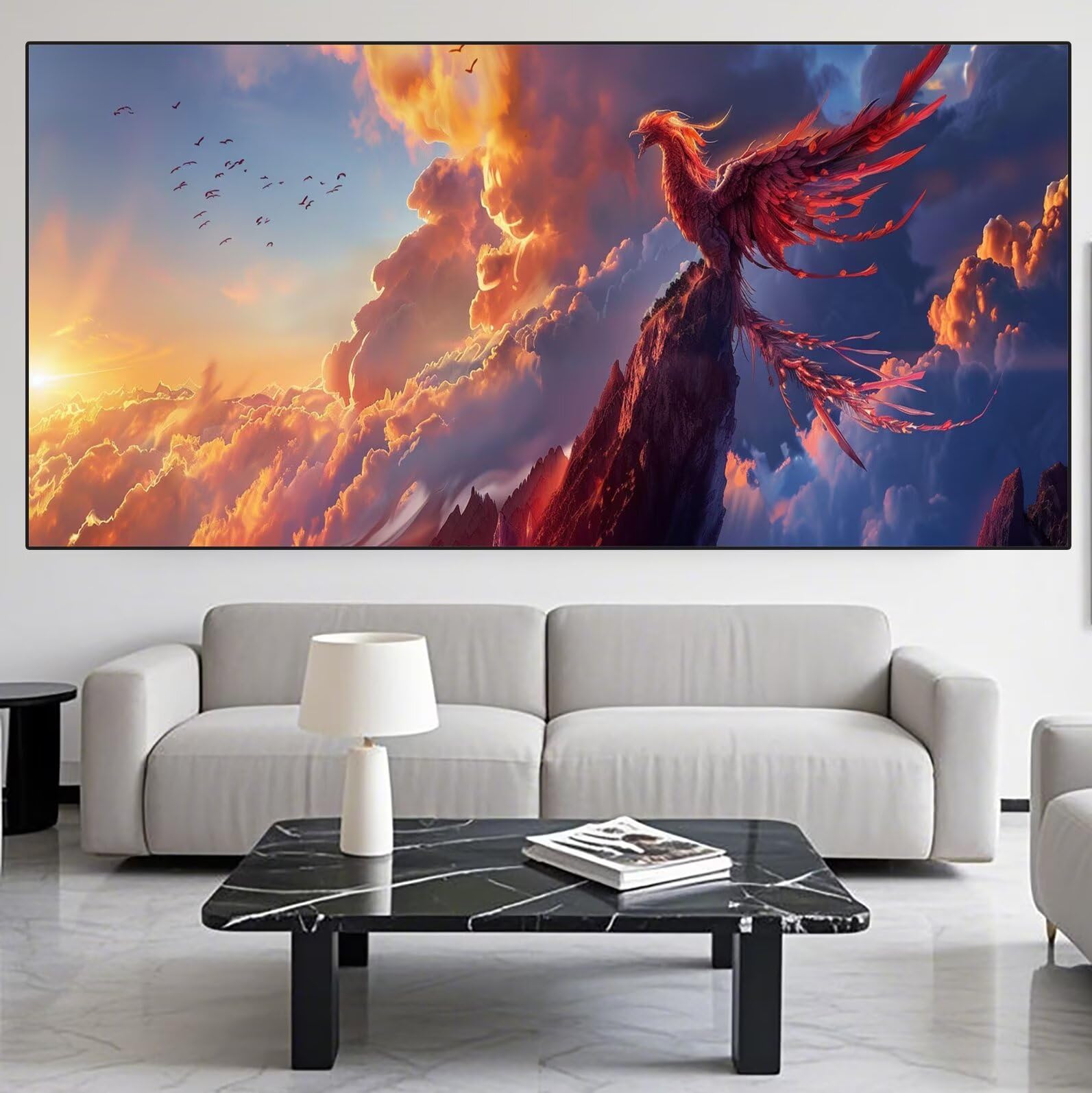 Phoenix Diamond Art Mountain Diamond Painting Arts and Crafts dla dorosłych, zestaw do malowania diamentami 5D, dorosłych, Crysta, haft krzyżykowy, zestaw do haftowania dla początkujących, dekoracja