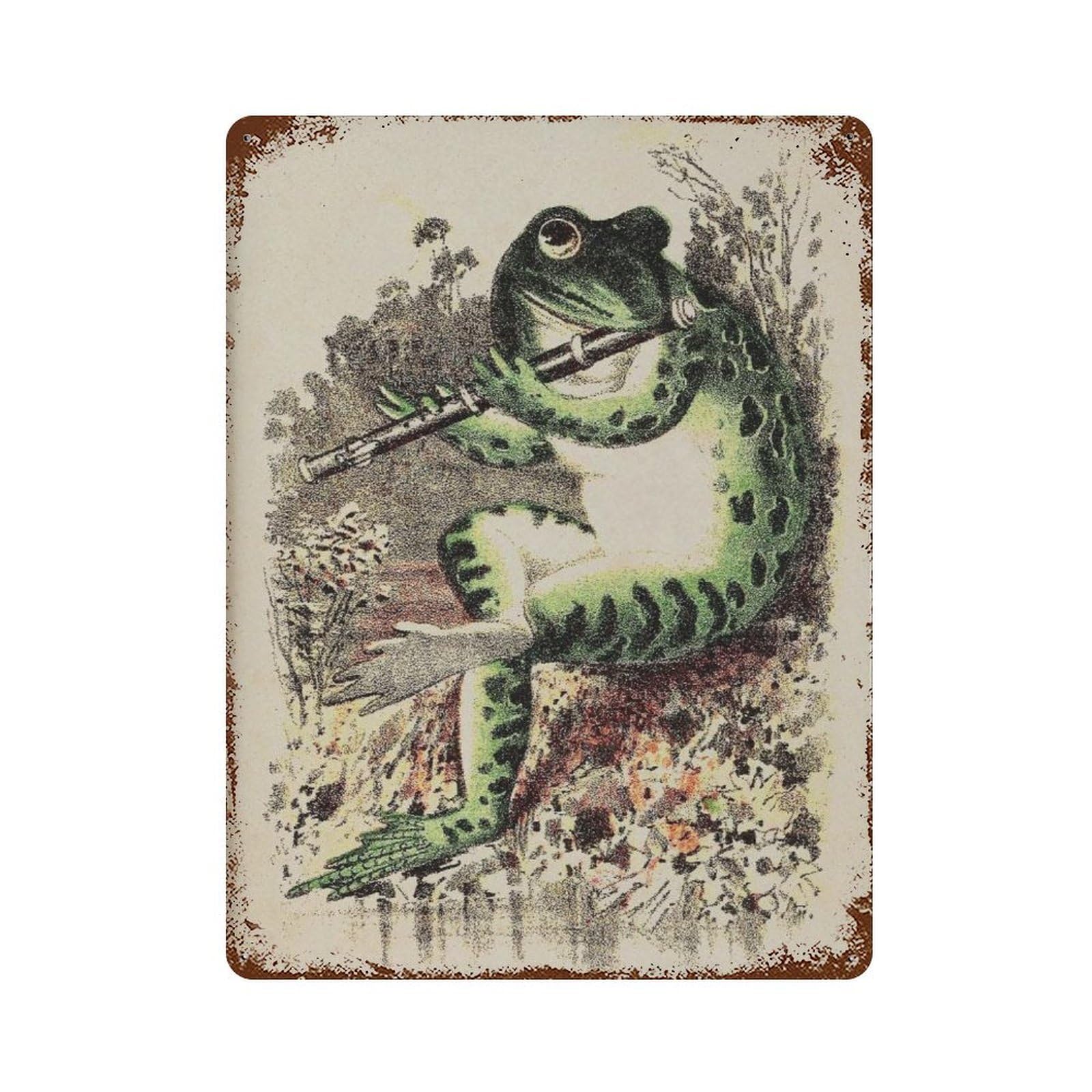 xiaoxiaoshen Frog Playing Banjo Deco Vintage Retro Wall Decor Art Metal Tin Poster Modern Home Decor Art Home Bar Shop Decorations Vintage Sign 40x30cm