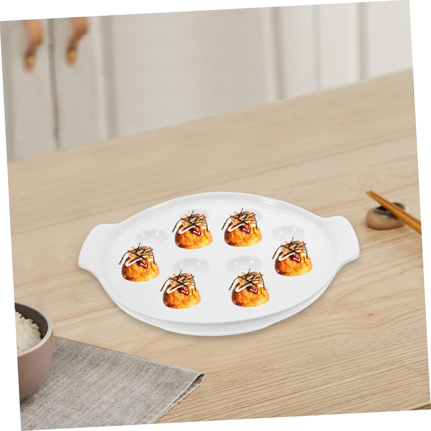 Cabilock Ceramic Escargot Baking Dish with Dual Handles for Easy Lifting Compartment Snail Plate for Home Restaurant Use Versatile Bakeware for Escargots Gourmet Dishes