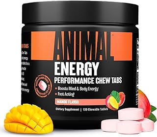 Energy Chews, Fast Acting Energy with Caffeine, Nootropics and Sea Salt for Focus and Pre Workout - Convenient and Delicious Chews Format - Mango