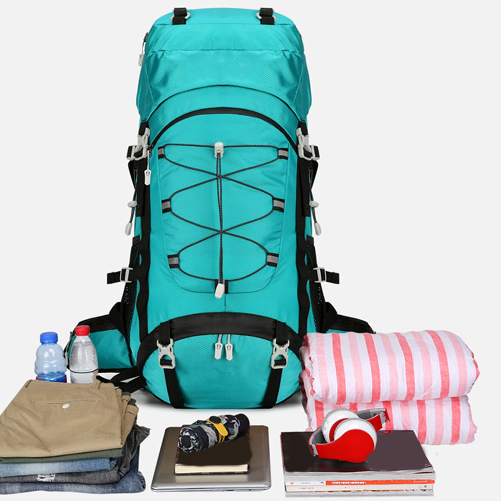 60L Grande Capacità Zaino Da Trekking In Poliestere Impermeabile Zaino Multipocket per Alpinismo Campeggio Poliestere Escursionismo Bag