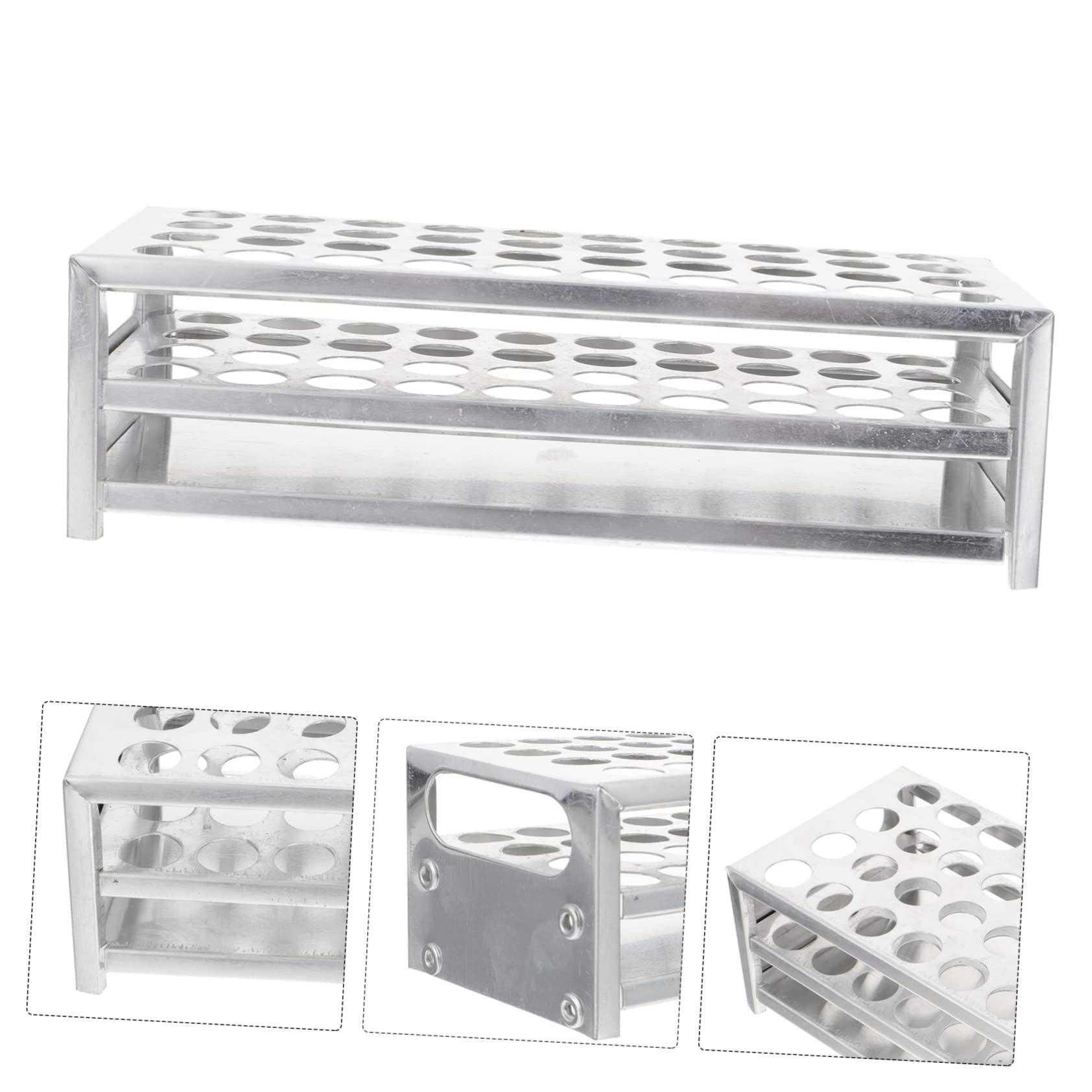 8 Pezzi Supporto Per Provette in Alluminio Con Cavalletto Porta Tubo Test Rack Per Fiale Per Provette Provetta In Piedi Supporto Per Supporto Del Tubo Di Prova Piccolo Silver