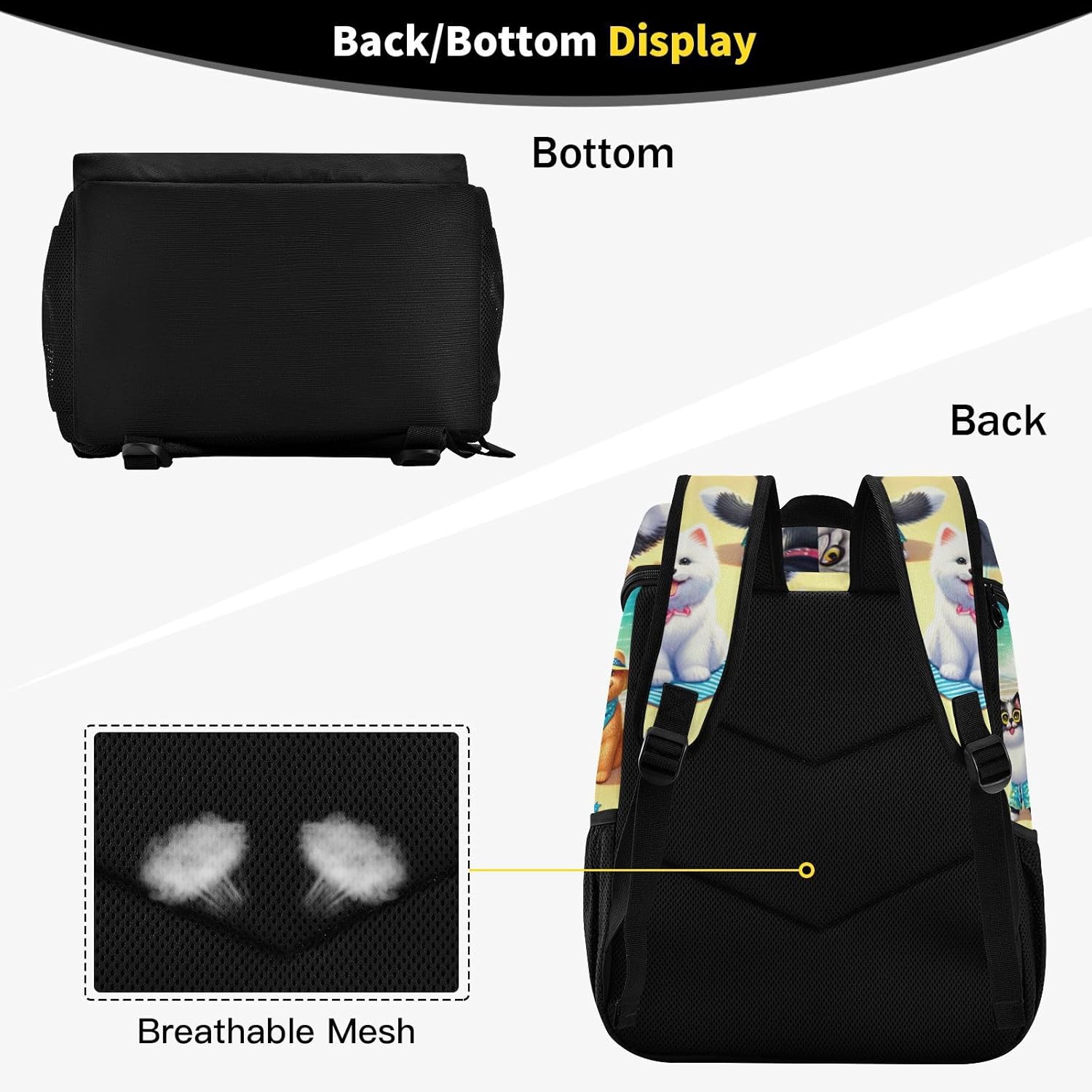ODAWA Cooler Backpack Waterproof Beach Cooler Bag Dogs and Cats on Beach Lunch Backpack Lightweight Camping Bags