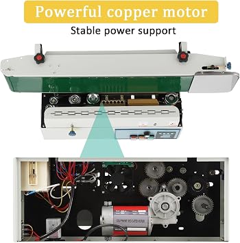 FR900 Continuous Band Sealer Machine, Horizontal Automatic Bag Band Sealing Machine 110V for PVC Bags Films w/Digital Temperature Control