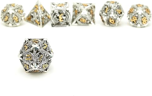 Miniatura 20 de DND - Juego de dados de metal, dados poliédricos para juegos de rol, dados poliédricos huecos D20, juego de dados poliédricos huecos para Dungeons