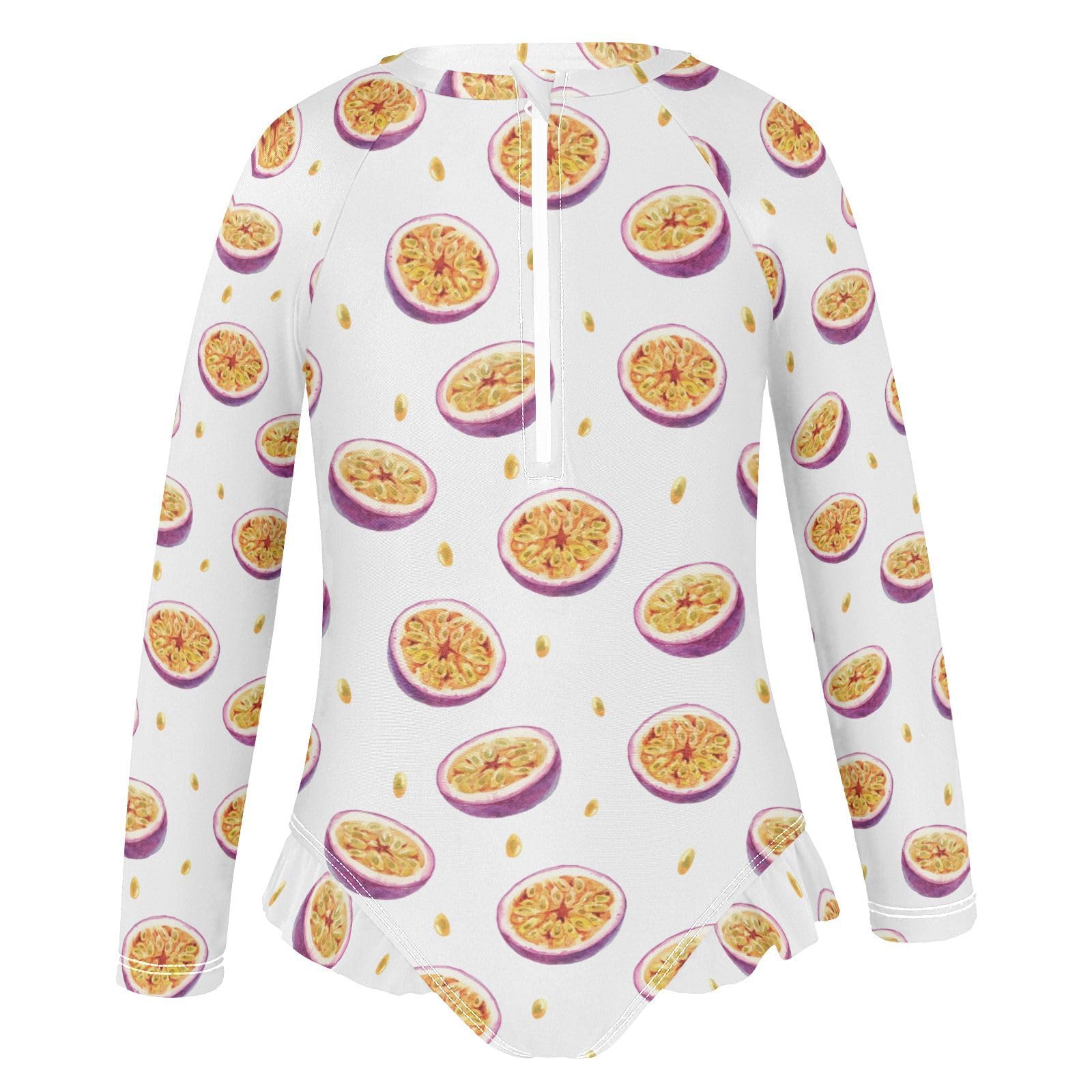 Ollabaky Baby Girls Long Sleeve Swimsuit Passion Fruit One Piece Bathing Suit Rash Guard UPF50+ Toddler Girl Swimwear, 4T Multi