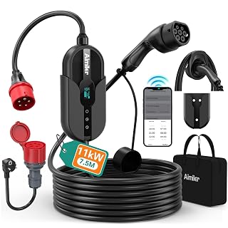 AIMILER Wallbox 11kW mit App, Mobile Ladestation 3 phasig 400V (8-16A Einstellbar) 7.5m Typ 2 Ladekabel Auto,IP65 Portabel/Wandmontage für Elektroauto (Model Y/3, ID.3/4/5, MG4,Zoe und andere PHEV/EV) - Amazon product rated Grade A