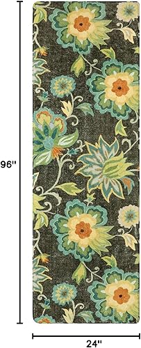 Miniatura 2 de Lahome Alfombra floral para pasillo de cocina, 2 x 8 pulgadas, antideslizante, lavable, alfombra de pasillo de pelo bajo, alfombra suave con