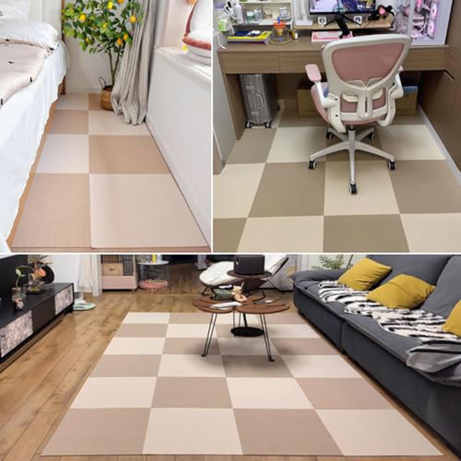 Teppichfliesen,teppichboden Selbstklebend,Abziehen Aufkleben,EinfachZuschneidbar,waschbarer,Weicher,Rutschfest,für Wohnzimmer Schlafzimmer Teppich Bodenbelag Flur Treppen,4 Teppichfliesen,30*30cm
