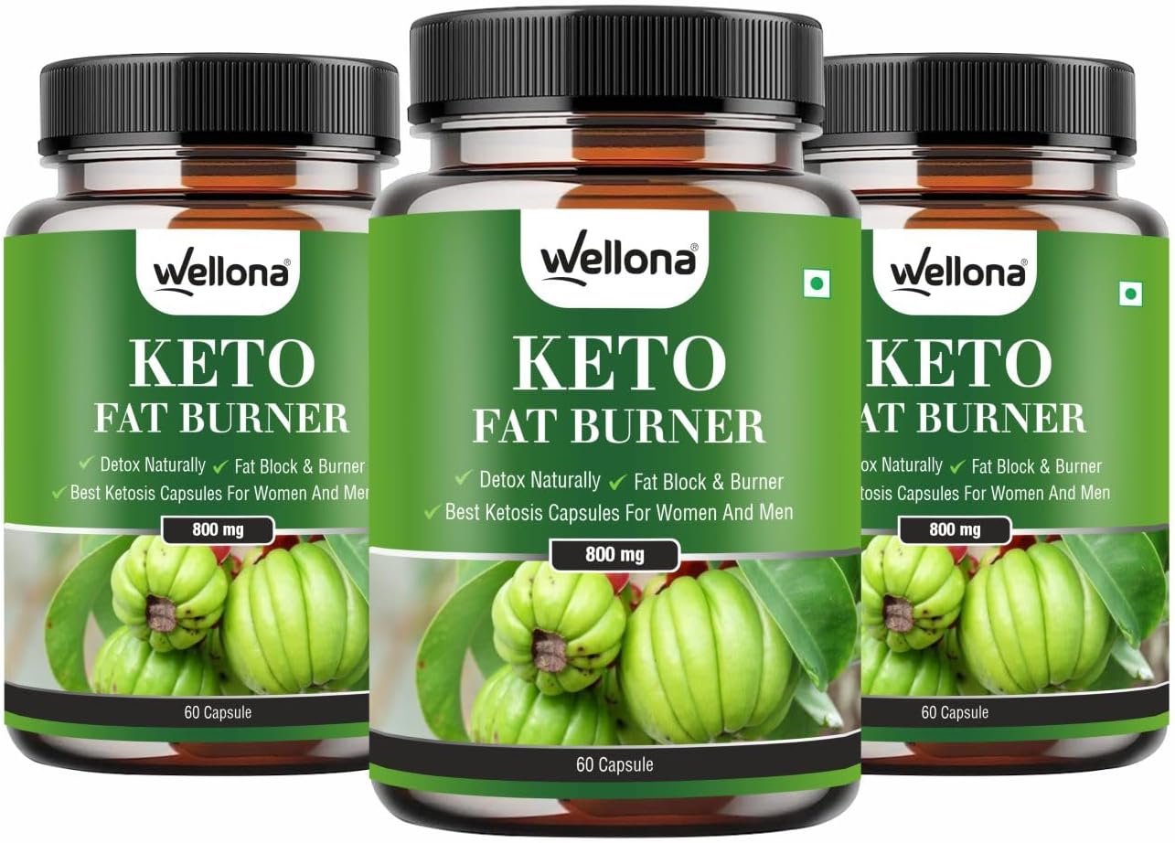 Wellona Keto Fat Burner 60 Capsules 800Mg | Weight Loss Supplement With Garcinia Cambogia, Green Coffee Beans Green Tea Extract Metabolism Booster, Arm, Thighs, Belly Fat Burner For Men & Women