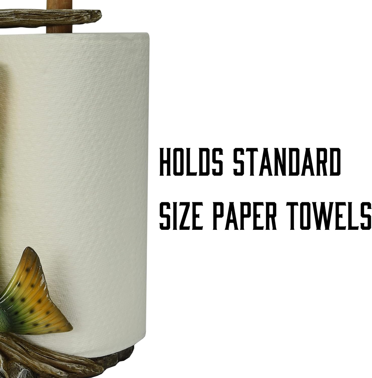 Largemouth Bass Resin and Wood Paper Towel Holder