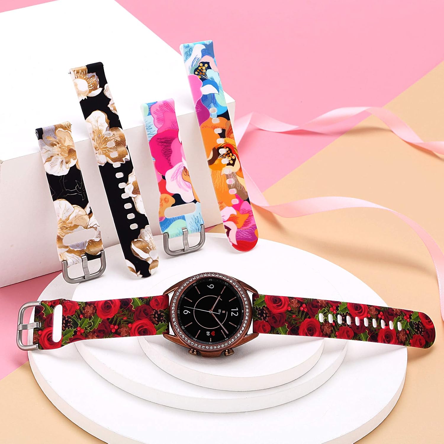 Greaciary Compatible with Samsung Galaxy Watch 42mm/Active/Active 2 40mm/44mm Bands Sets, 20mm Soft Colorful Jellyfish Print Sport Watch Strap Replacement for Gear Sport Smartwatch (Pack#3)