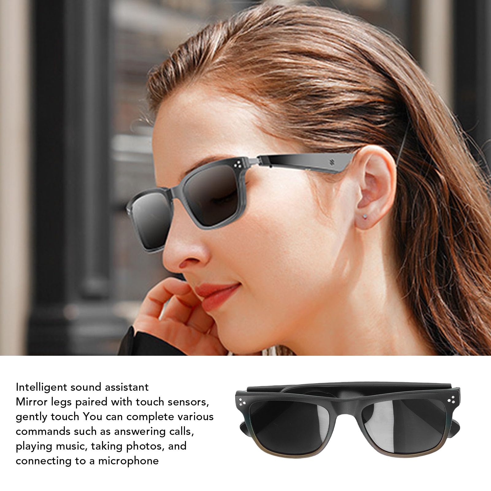 Sxhlseller Occhiali Intelligenti AI Bluetooth 5.3, Ricarica Magnetica, Traduzione Touch, 144 Lingue, Fotografia con Telecomando, Musica, Chiamate e Montatura per Occhiali da Sole