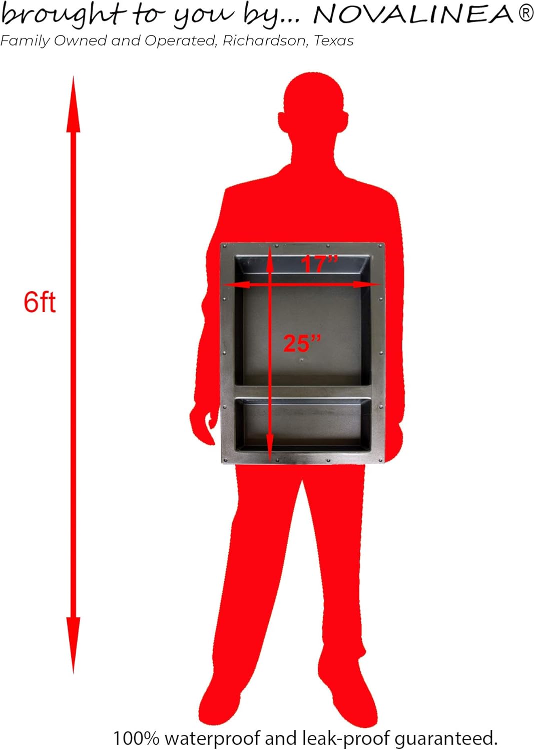 50% Off Discount Novalinea Large Double Shelf Recessed Shower Niche, Ready to Tile, 25 x 17 x 3.75