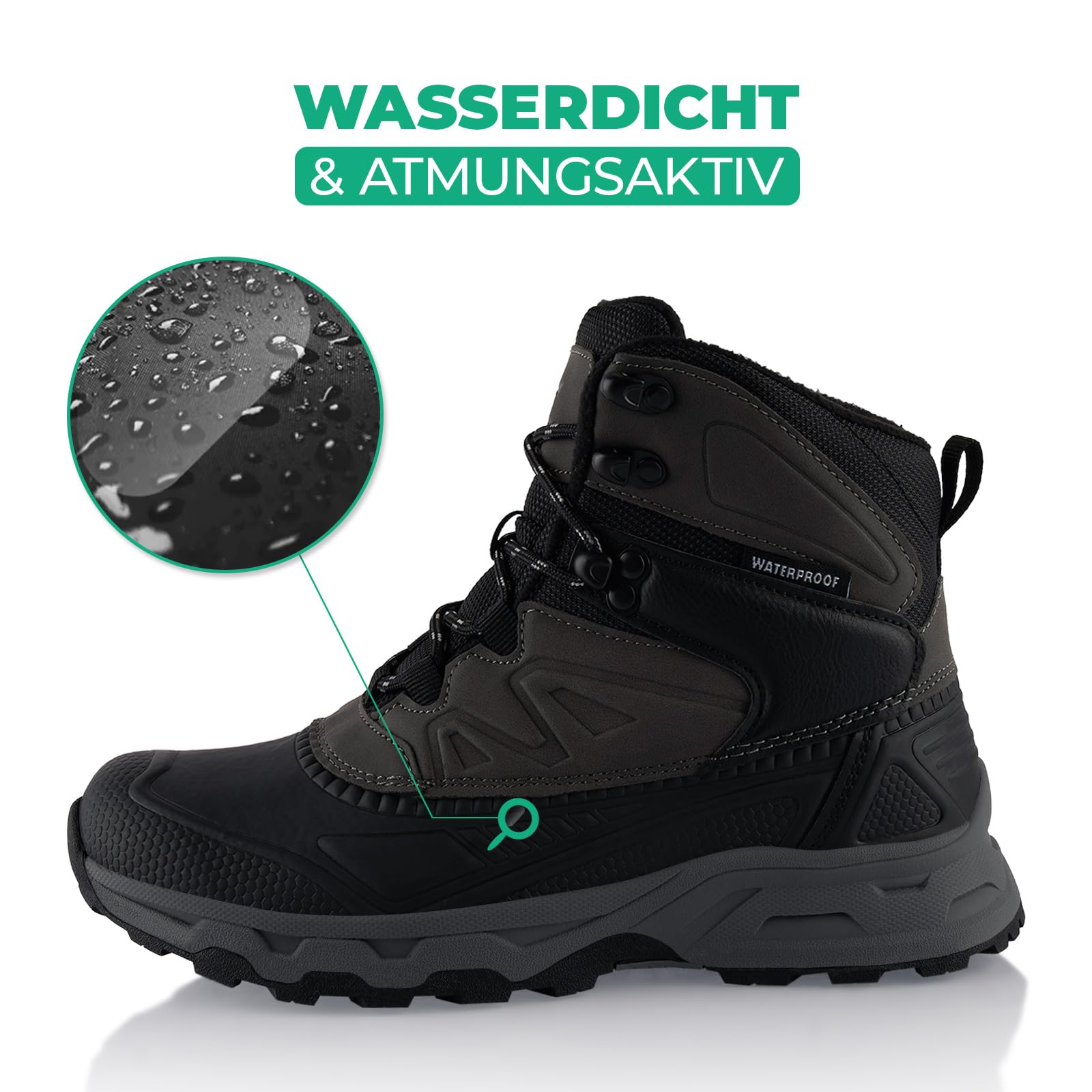 Fusskleidung® Damen Herren wasserdichte Stiefel warme Winterschuhe