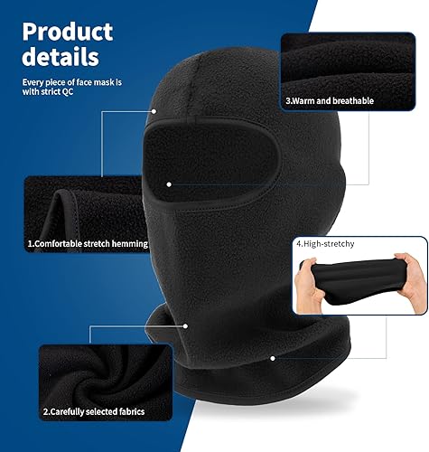 Miniatura 18 de YESLIFE Máscara de esquí, máscara facial para hombres y mujeres, esquí, snowboard, motocicleta, protección UV y protección contra el viento 6 Negro