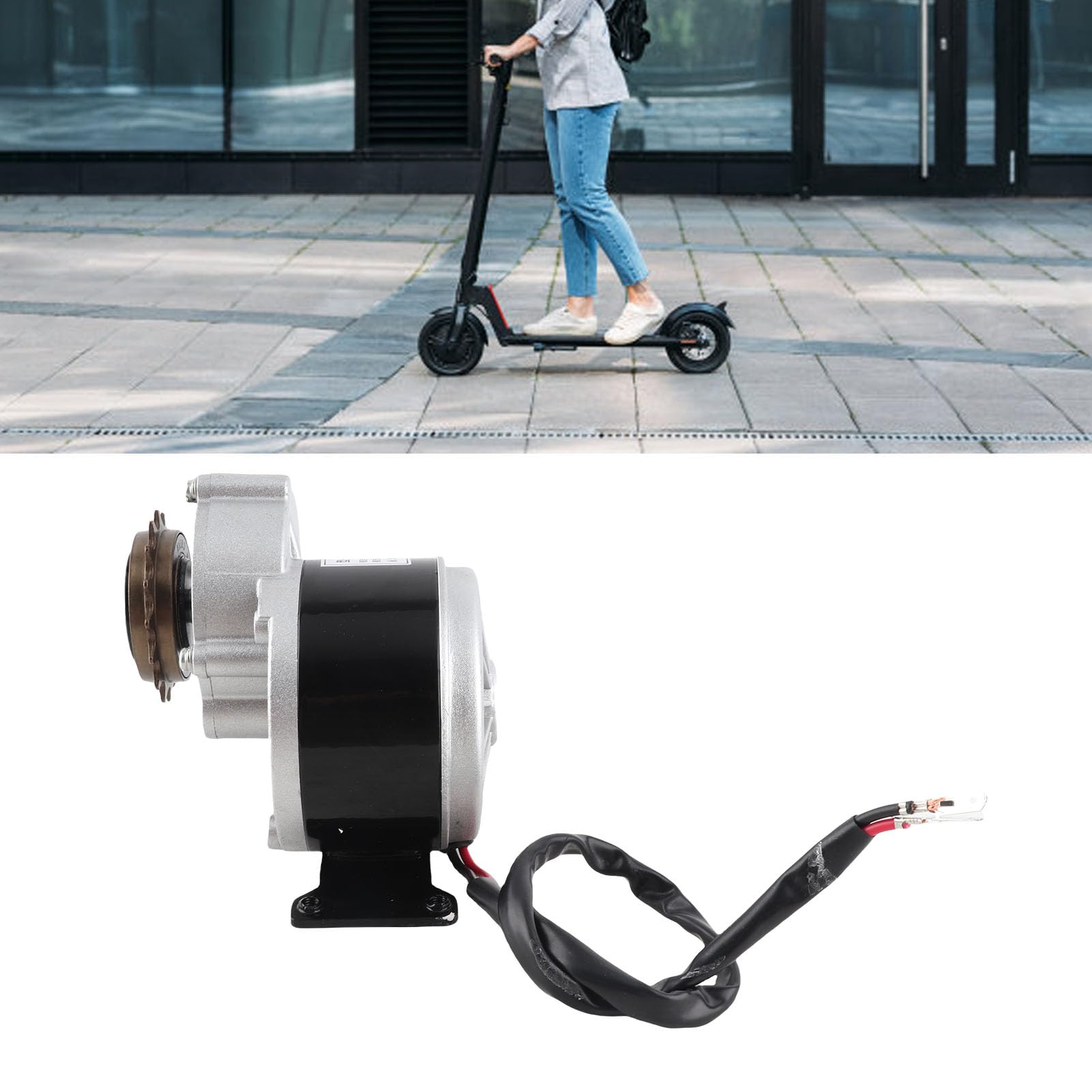 Motor de Engranaje 12V 250W, 2950 Rpm Reducción de Cepillo de CC Motor Eléctrico con 16 Dientes Rodadas para Bicicleta Eléctrica, Scooter, Ciclomotor, ATV