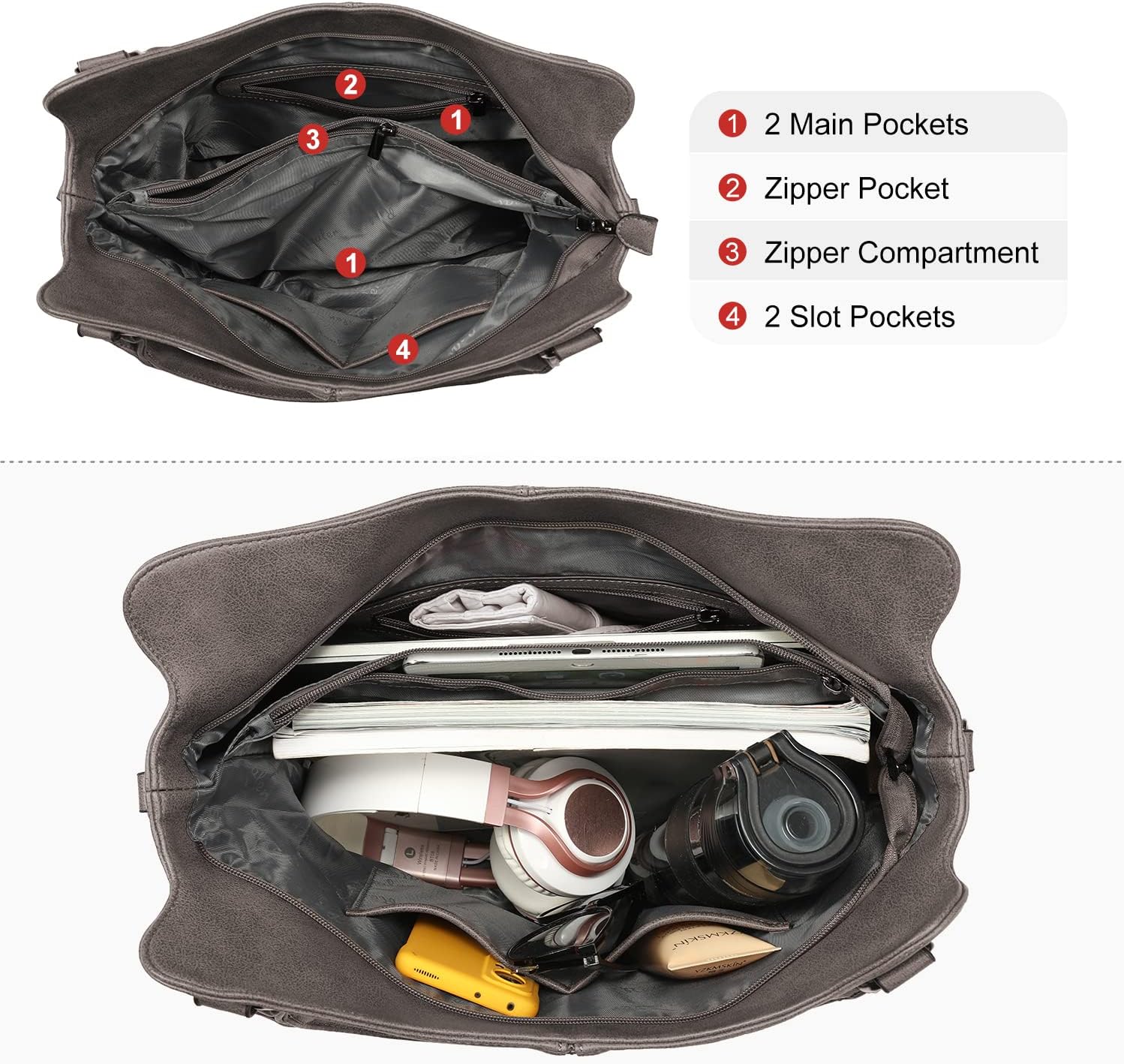 Concealed Carry Hobo Purse for Women Faux Leather Crossbody Shoulder Bags Large Tote Bag with Detachable Holster - Image 3