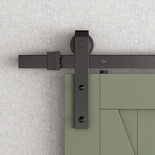 Miniatura 6 de SMARTSTANDARD Perchas de hardware para puerta corrediza de granero, 2 piezas (negro) (perchas en forma de J)