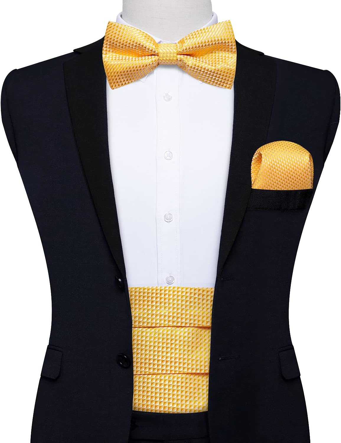 Silk Wedding Men's Cummerbunds Bow Tie Brooch Set Tuxedo Formal Wide Belt Ceremonial Belt Elastic Waistband