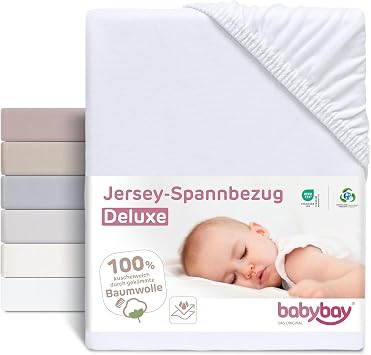 Babybay 100575 Jersey Fitted Sheet with Membrane Suitable for Original Model White 210 g