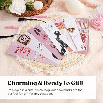 Kaciola Studio 10 PCS Sassy Bookmarks, Funny Bookmarks for Women, Double Sided Lucky Booklover Gifts, Cute Gifts for Romance Reader Friends Girls
