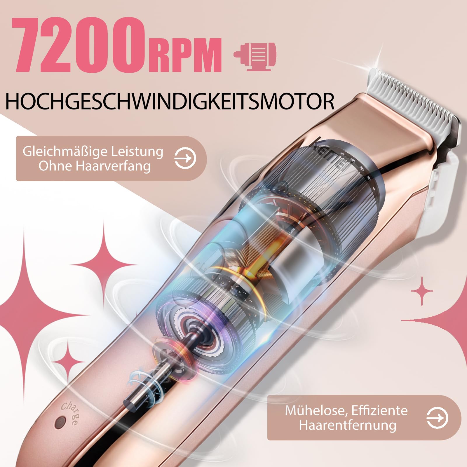 KEMEI 2-in-1 Elektrischer Damenrasierer & Trimmer, Kabelloser Haartrimmer Intimbereich, Keramikklinge & LED Licht, Sanfte Haarentfernung für Gesicht, Bikinizone, Achseln, Beine (Champagne)