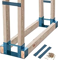 Vista 6 de MOFEEZ Kit de soporte de almacenamiento de troncos de leña al aire libre, soporte de almacenamiento de madera para chimenea, ajustable a cualquier