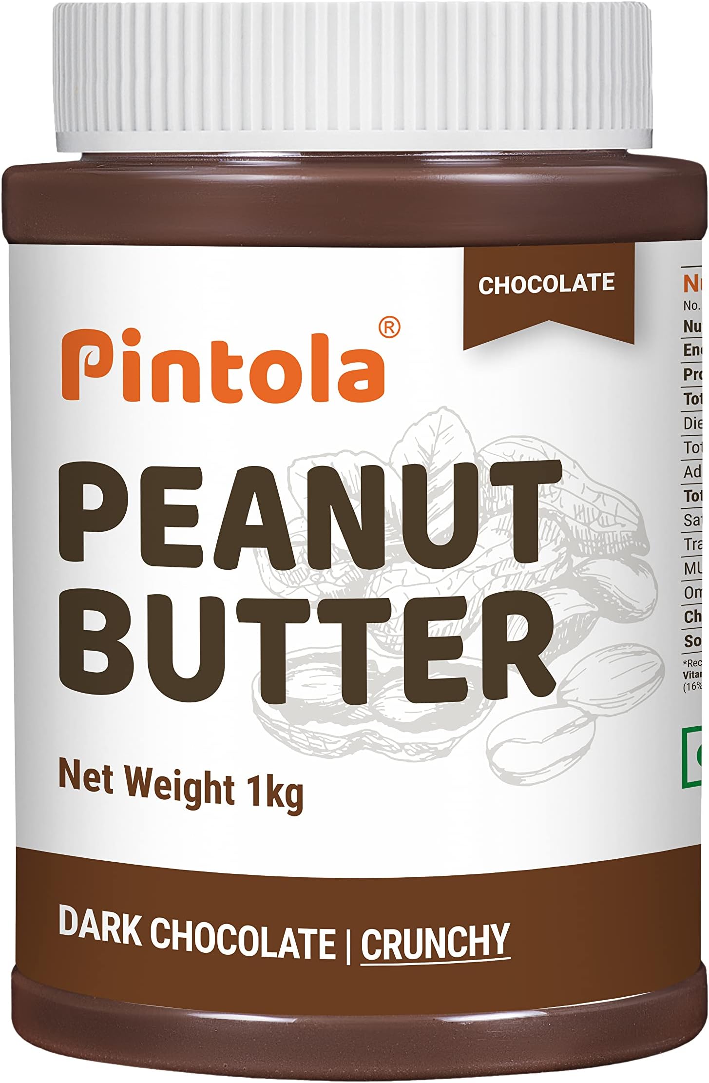 - Peanut Butter Chocolate Flavour Crunchy 1kg - 18.6g Protein & 5.2g Dietary Fiber, Made with Premium Roasted Nuts & Cocoa, Gluten Free, Zero Cholesterol & Trans Fat, Vit E & B3, Dark Chocolate