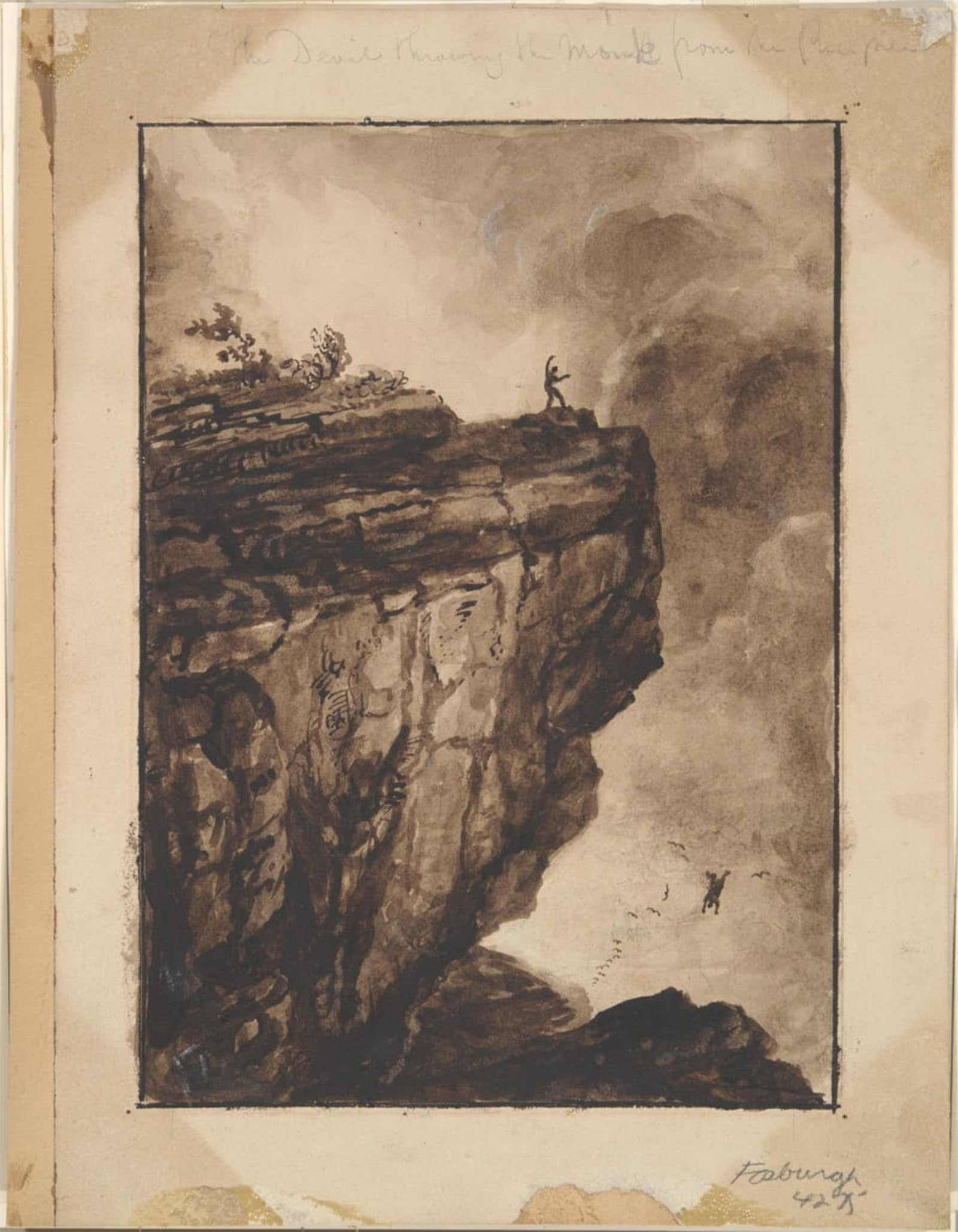 SERENDIPITP Retro Picture Poster Wall Art Pictures Painting the Devil Throwing the Monk From the Precipice by Thomas Cole Wall Art Canvas Print for Wall Decor 60x90cm