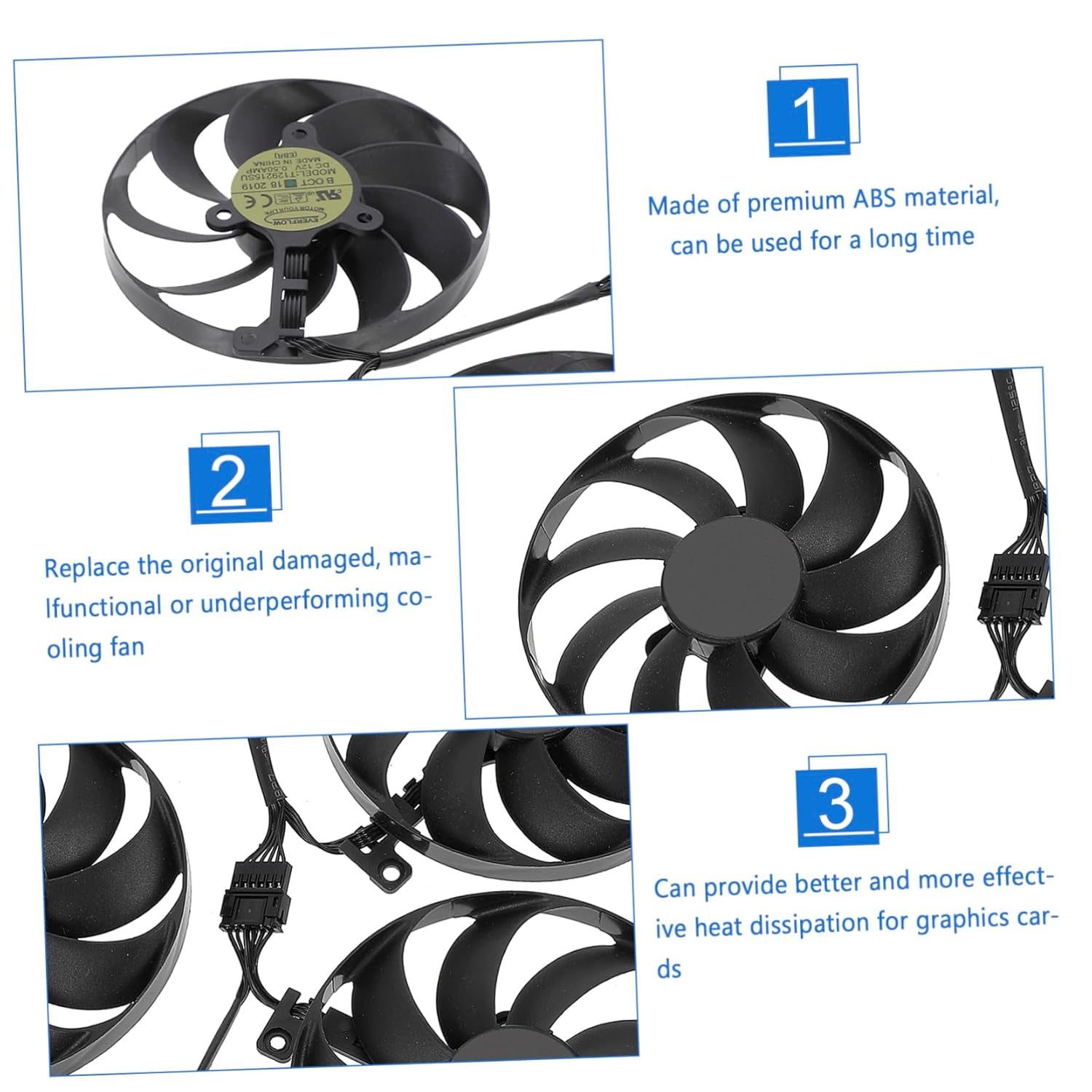 STOBOK 1set Gpu Cooler Fan for Cfud Compatible Ti Efficient Heat Dissipation for Graphics Cards