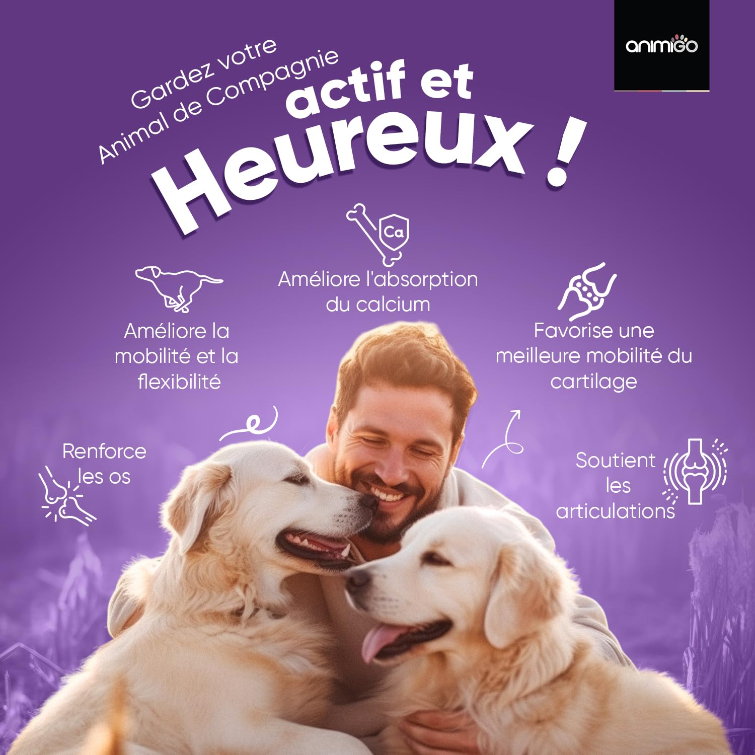 Glucosamine Chondroïtine Chien & Chat -180 Gélules avec Vitamine C, Curcuma, Gingembre, Églantier - sans Odeur, Anti Inflammatoire, Aide d'arthrose, Cartilage, Os, Souplesse, Chondroprotecteur