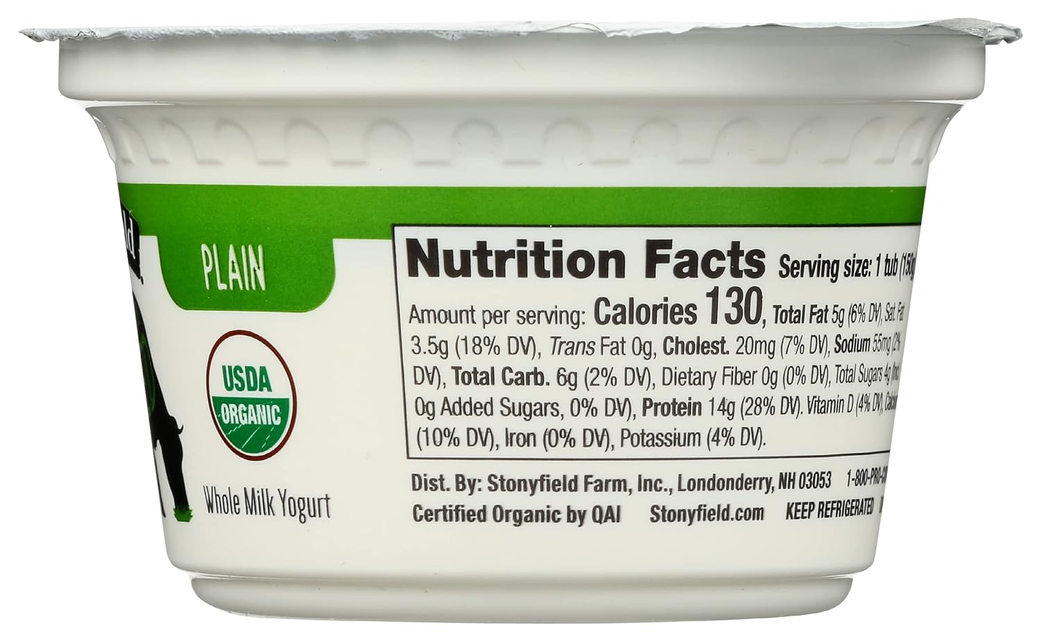 Stonyfield Farm Organic Plain Grassfed Yogurt, 5.3 OZ
