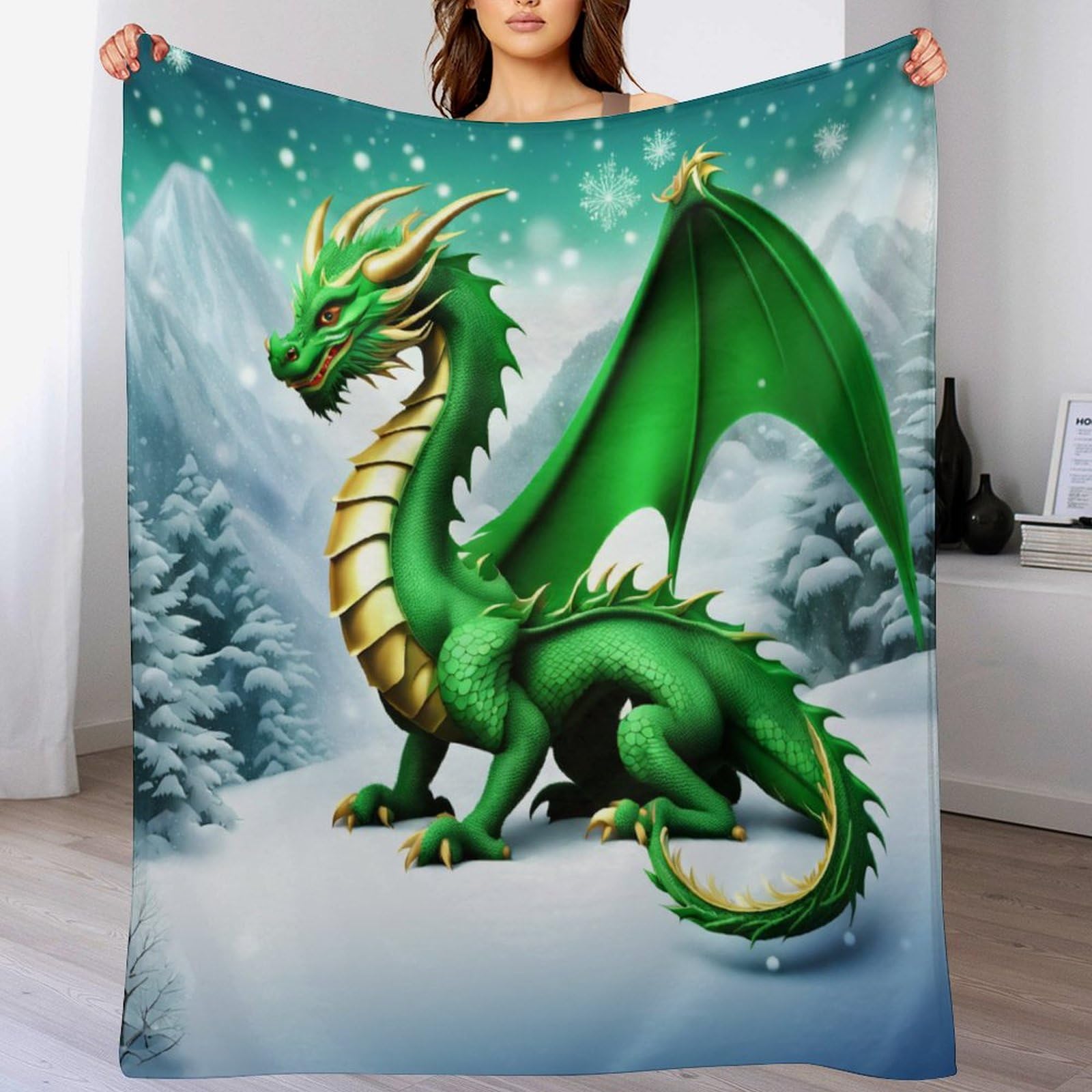 Couverture polaire imprimé dinosaure plaid vert en flanelle douce pour lit enfant