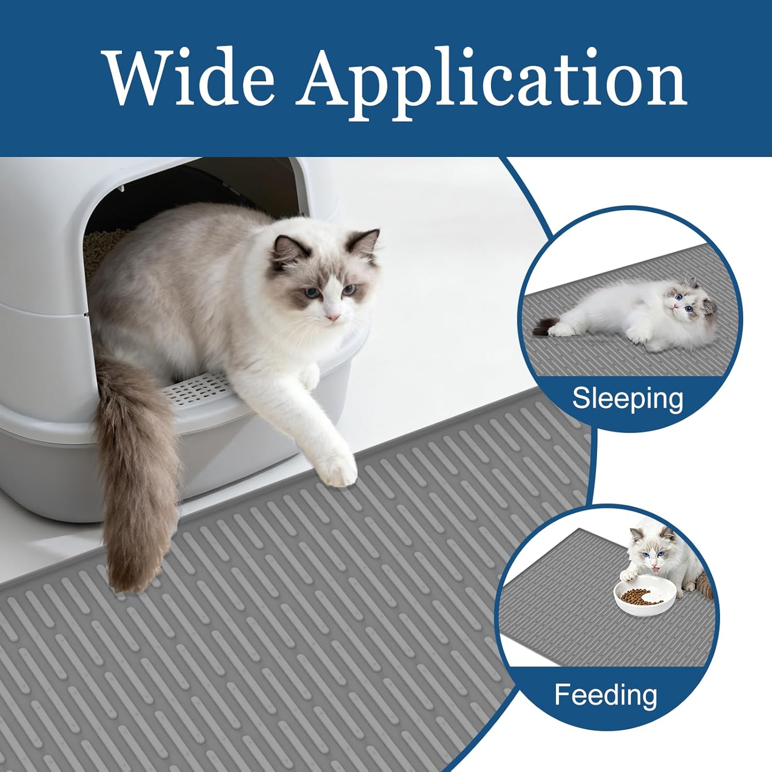 XXL Extra Large Silicone Cat Litter Trapping Mat for Scatter Control, 40"x30"(100cmx75cm) Waterproof Kitty Litter Box mat for Floor, Soft on Kitty Paws, Easy to Clean, Black