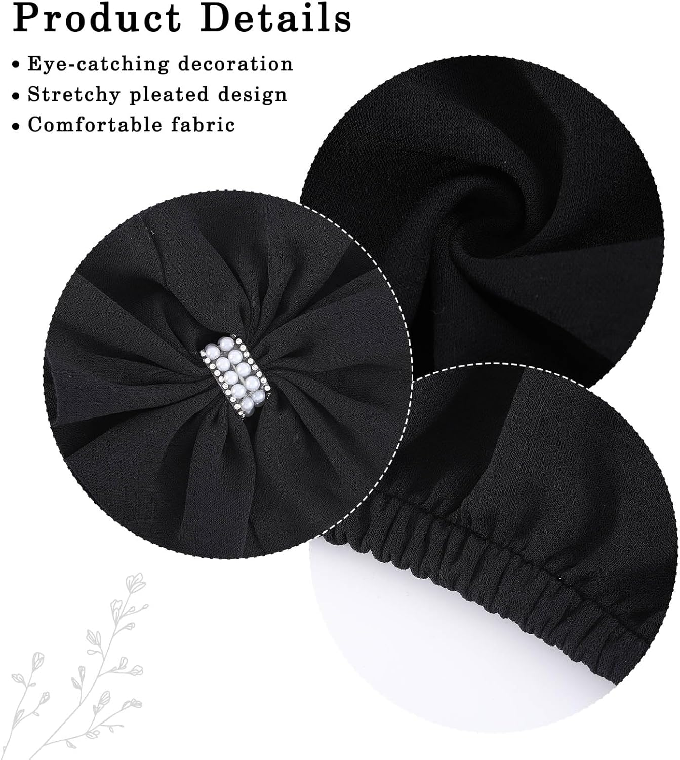Bohend Flower Turbans Cap Rhinestone Pearl Knot Headwarp Beanie Pre Tied Head Cover Bonnet Women Muslim Pleated Headscarf Hat - Image 5