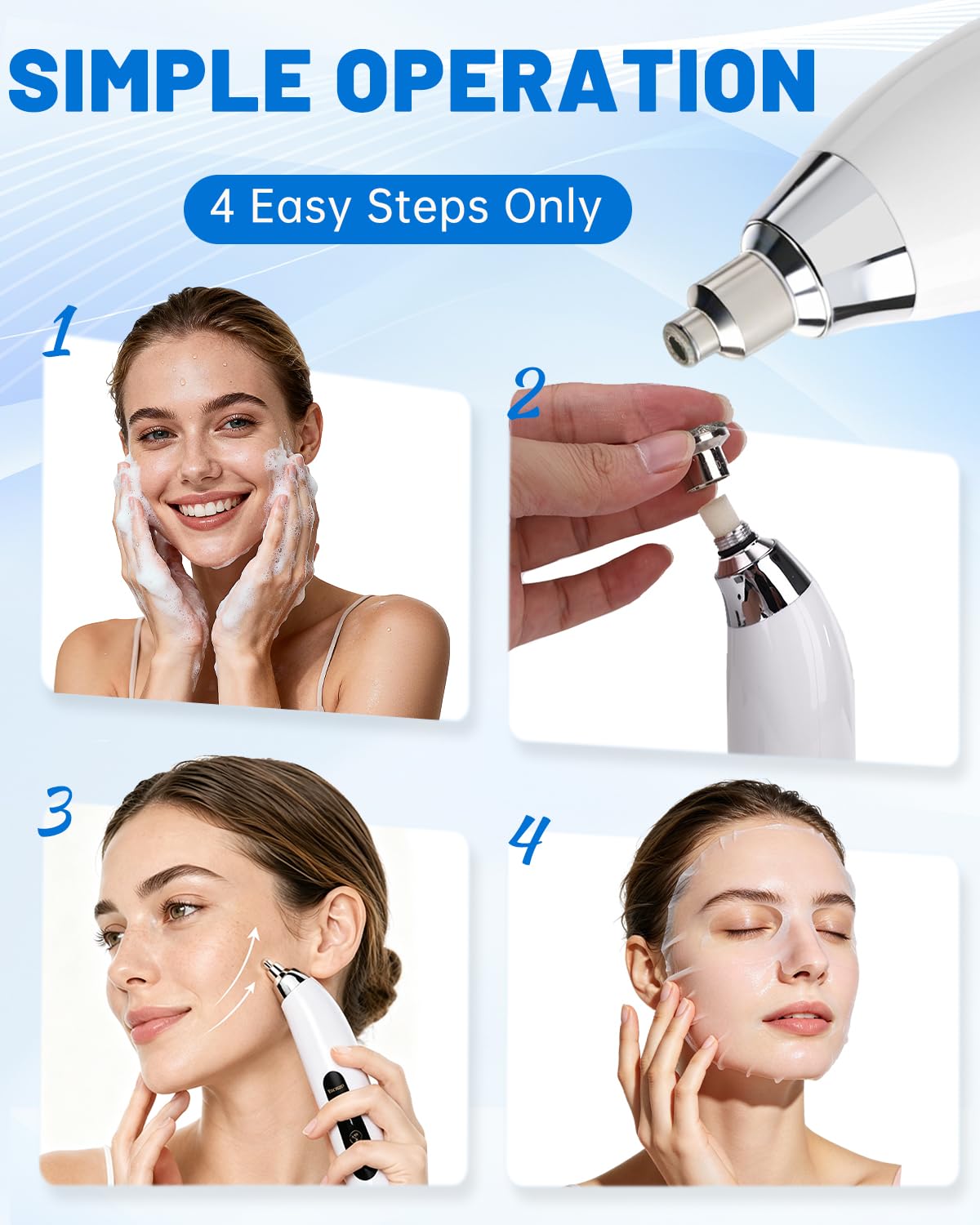 Mikrodermabrasionsgerät mit 9 Diamantaufsätzen, 7 Stufe, Tragbare Dermabrasion Maschine für Gesichtspeeling, Porenreinigung & Hautpflege Zuhause