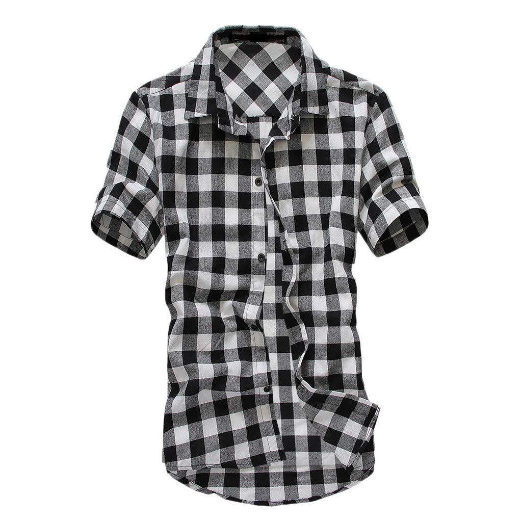TDEOK Camisa a cuadros rojo y negro para hombre - camisa de caza para hombre - camisa de caza para hombre a cuadros - camisa de verano camisas de algodón para hombre camisas de hombre sin planchado