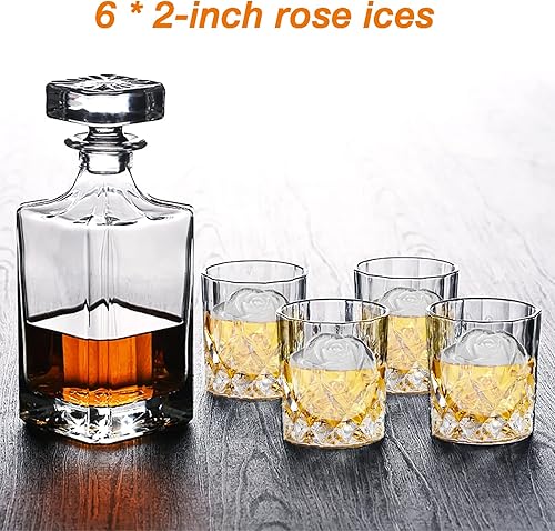 Miniatura 6 de CAMKYDE Bandeja para cubitos de hielo rosa de 2 pulgadas 1 molde + 1 embudo + 6 tapones, molde de silicona para cubitos de hielo con 6 cavidades